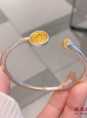 黄财神吉言纯银手镯女轻奢高级感