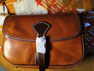 制道手工皮具手工皮包全植鞣头层真牛硬皮邮差包斜挎包28*20女包