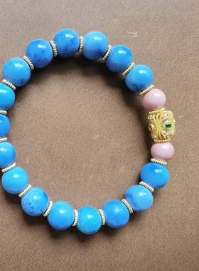 湖北十堰原矿稀有紫色松石mm单圈原珠设计款手串手饰手链微瑕