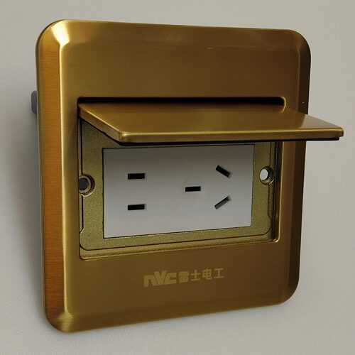 雷士照明全铜防尘地插座隐藏式防水平面五孔网络地插嵌入式D5B17