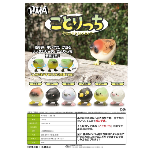 虾壳社 现货日本HMA扭蛋 ponge联名 小鸟摆件 可转头麻雀鹦鹉可爱