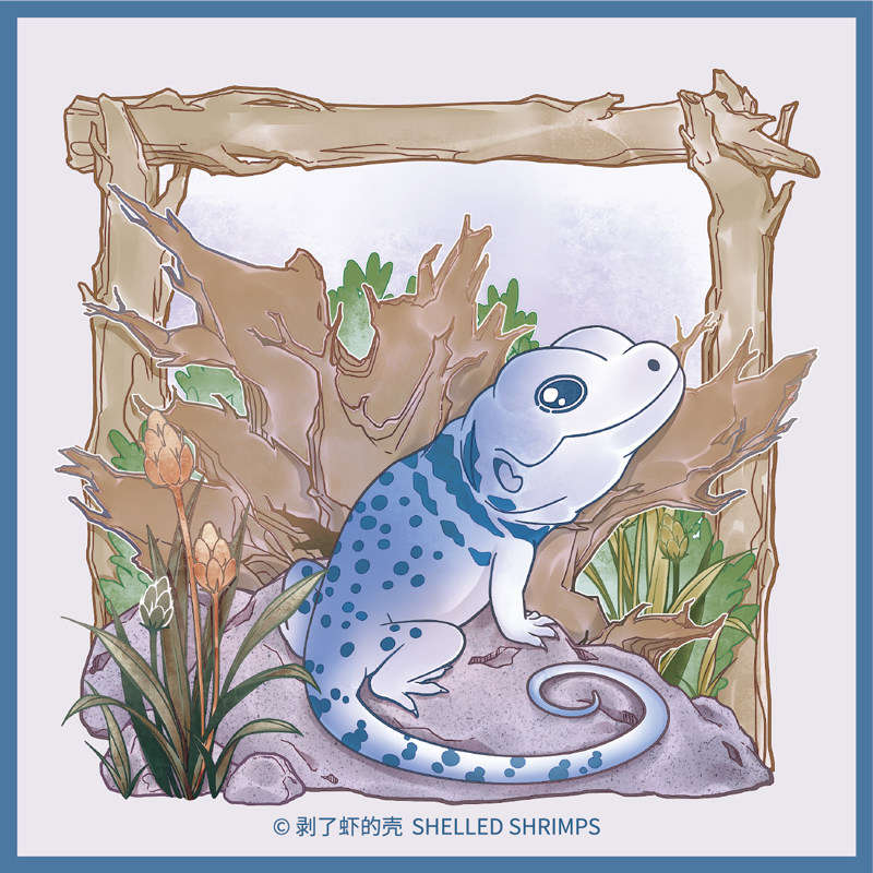 虾壳自制"蜥蜴x植物"系列立牌 摆件 环颈蜥x植物立牌