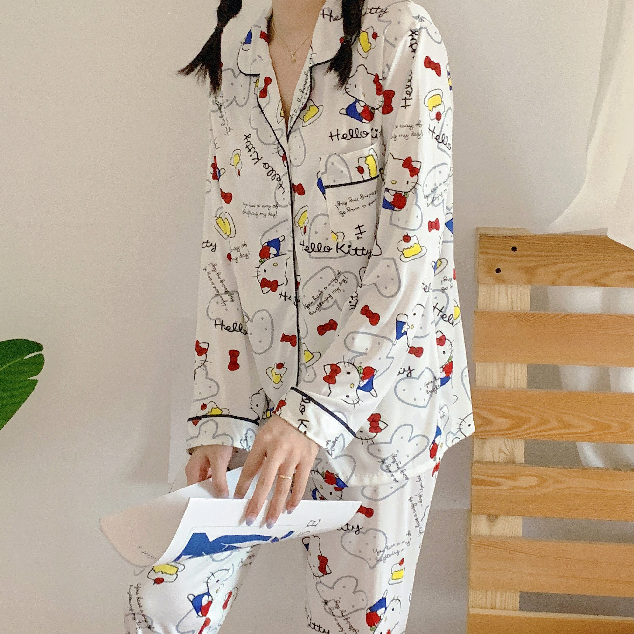 秋季韩国ins风卡通学生睡衣女可爱卡通秋冬长袖可外出家居服套装
