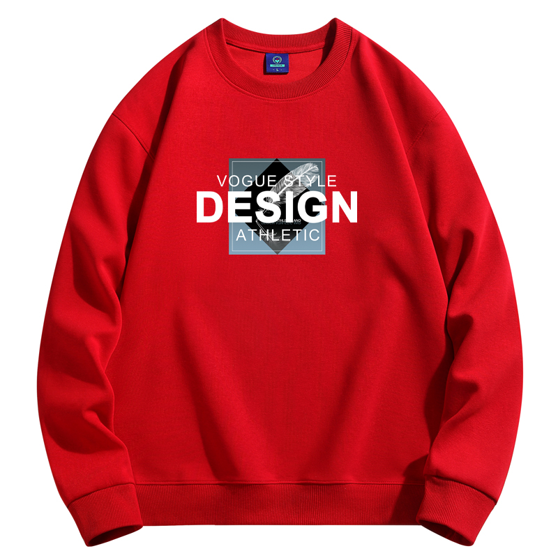 2023年320克重磅春秋款男生无帽宽松薄款长袖t恤圆领卫衣DES羽毛