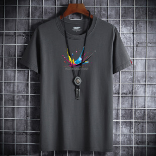 圆领男士 男装 短袖 t恤纯棉宽松男式 T恤 2023夏季 加肥加大码 新款