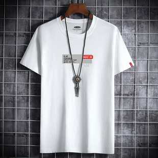 圆领男士 男装 短袖 t恤纯棉宽松男式 T恤 2023夏季 加肥加大码 新款