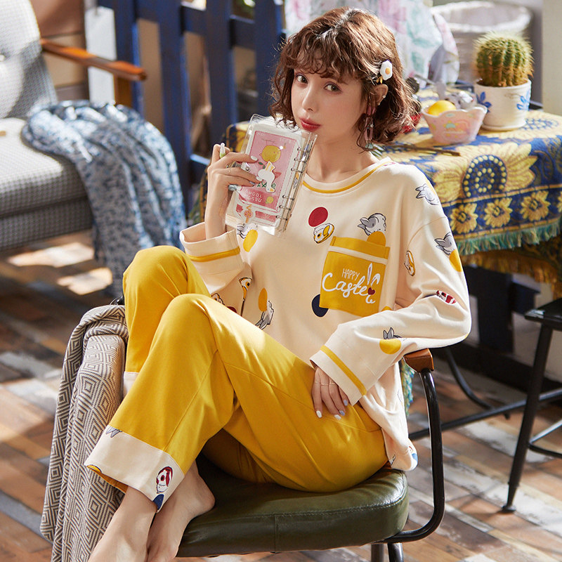 南极人睡衣女春秋长袖加大码纯棉可外穿夏天家居服2023年新款套装