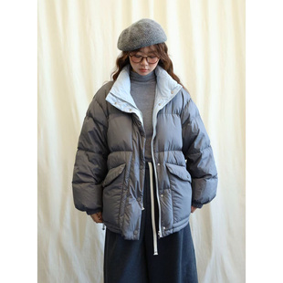 12.12日系正反两穿立领鹅绒羽绒服轻盈