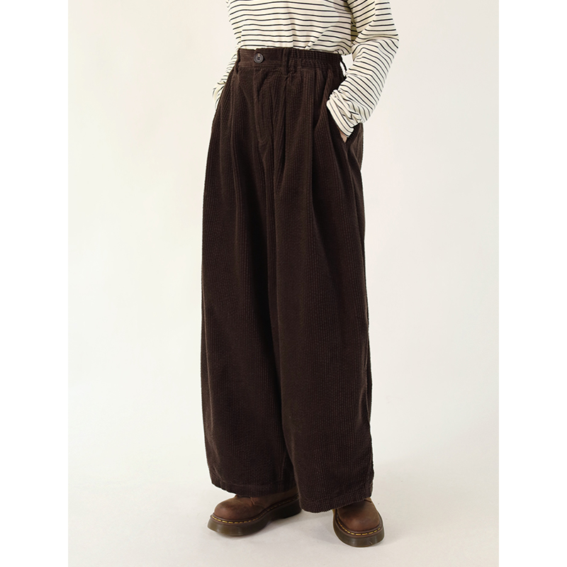 日系休闲松紧腰泡泡棉长裤