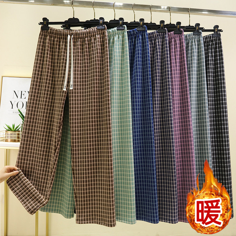 德绒保暖休闲裤抽绳格子裤