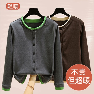 德绒圆领保暖短外套女冬季