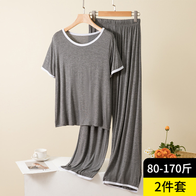 宽松睡衣套装薄款莫代尔短袖长裤