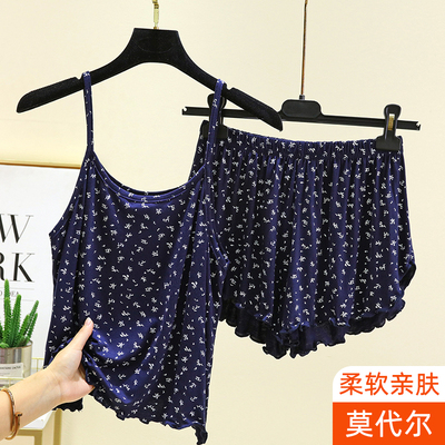 夏季新款莫代尔睡衣吊带短裤套装