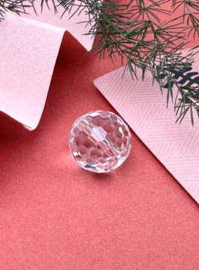 爆闪白水晶128切面圆珠散珠DIY手工串珠手链项链配珠配件