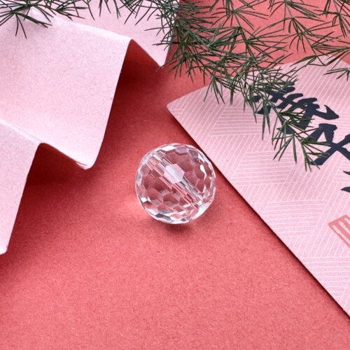 爆闪白水晶128切面圆珠