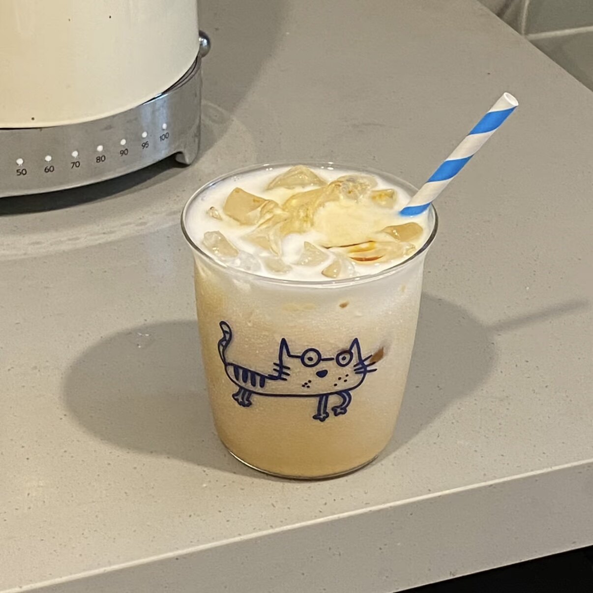 极简ins手绘抽象猫咪玻璃杯 ins卡通简约果汁杯 耐高温水杯咖啡杯图片