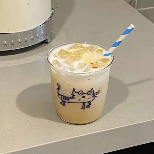 极简ins手绘抽象猫咪玻璃杯 ins卡通简约果汁杯 耐高温水杯咖啡杯