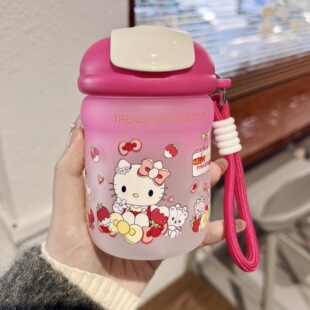卡通少女心高颜值ins2026女生可爱便携式随手杯高硼硅玻璃水杯