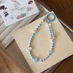 胖胖公主原创蓝色小鱼手机链可爱童趣手机挂绳夏日小清新相机挂件