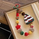 创意彩色圣诞树羊毛毡手机链 挂绳 新年毛绒星星串珠手机链钥匙扣