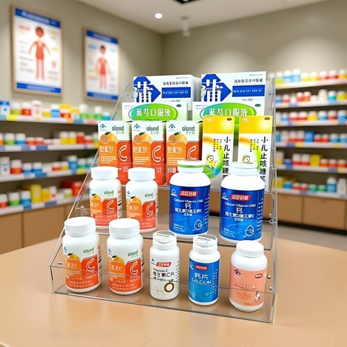 药品收纳盒家用阶梯式桌面药品