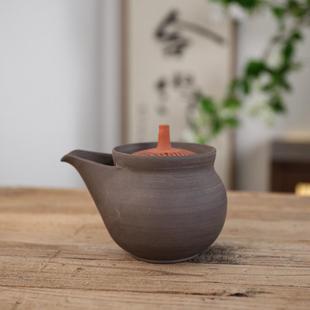 绞出 陶泥雕刻简洁朱泥盖宝瓶日式 日本常滑烧已故匠人 稻叶石水作