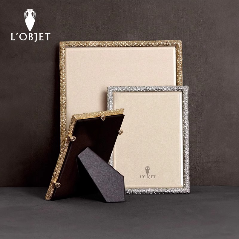 L'OBJET 欧洲进口Rectangular Pave矩形施华洛世奇装饰镀金相框