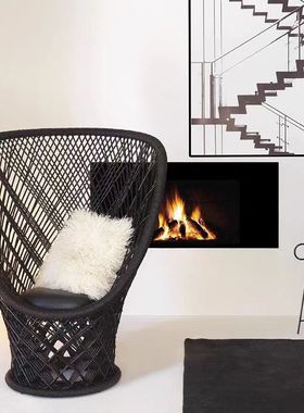 意大利进口Driade Pavo 创意简约扶手椅单椅靠背椅沙发椅休闲藤椅