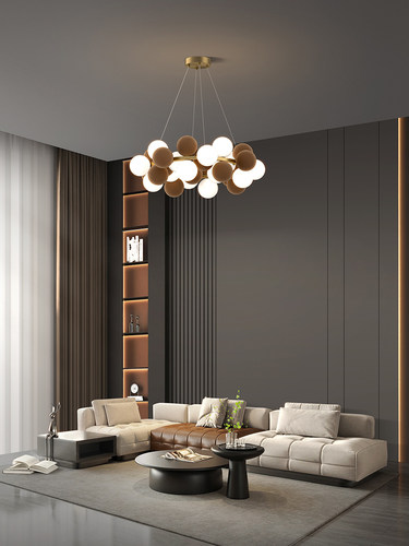 全铜客厅吊灯后现代斯堪的纳维亚设计师简单餐厅魔豆创意流行暖卧