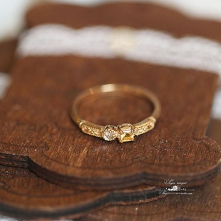 海盐柠檬茶 复古精致天然黄水晶玫瑰切白托帕镀14K黄金色轻奢戒指