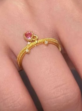 小红书同款甜蜜泡泡彩钻戒指ins轻奢高级感古法指环时尚食指戒潮