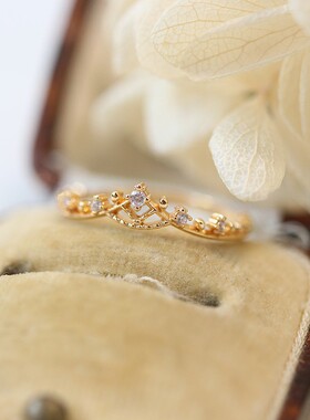 nojess铃兰花语同款戒指镂空 皇冠蕾丝百搭叠戴尾戒轻奢百搭指环