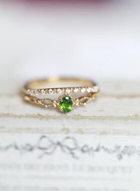 日系光辉女神之透辉石多层戒指女ins款超精致复古气质奢华