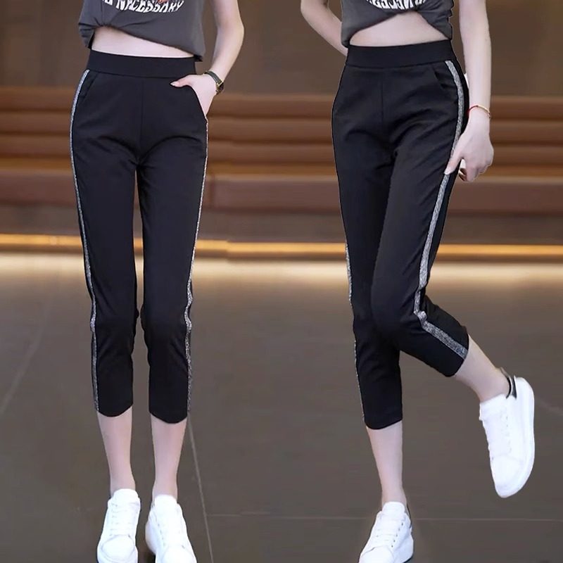 七分裤子女夏季薄款2025年新款高腰显瘦休闲 运动裤九分小脚哈伦