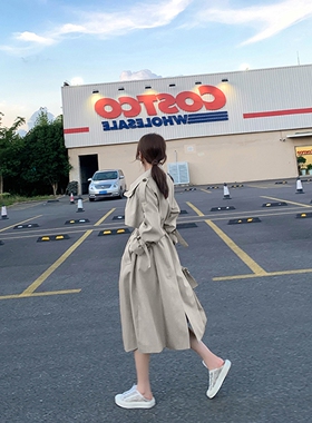 日本offcat白色风衣女2025年春秋新款小个子中长款英伦风垂坠感大