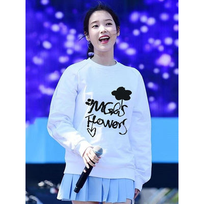 日本OFFCAT李智恩同款秋冬白色印花卫衣女宽松显瘦百搭上衣女ins