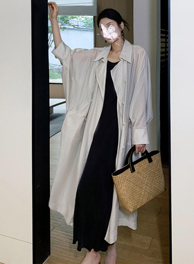 日本offcat白色高级感轻薄天丝亚麻防晒风衣女2025夏季韩系中长款