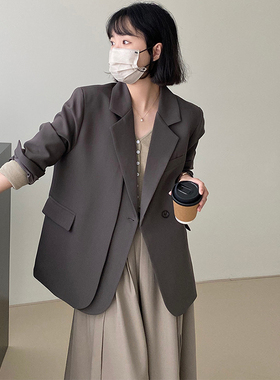 日本offcat灰色休闲小西装外套女2025早秋设计感小个子韩系黑西服