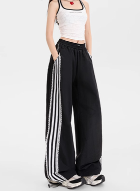 日本offcat黑色工装裤女2025夏季薄款直筒登山运动阔腿裤子