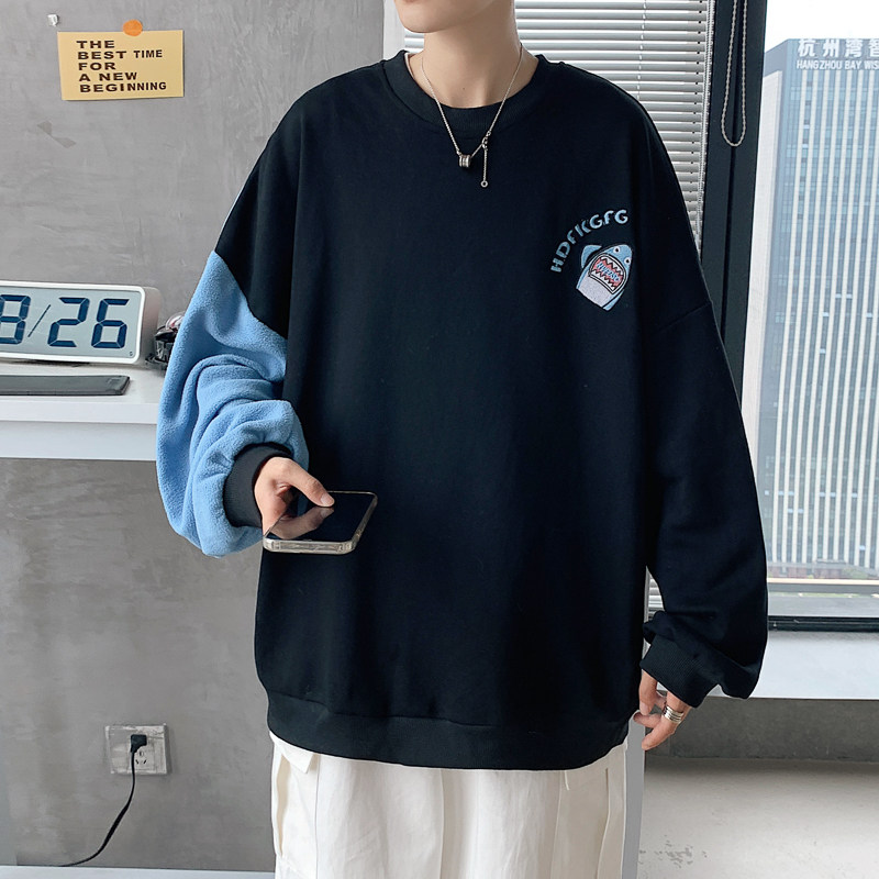鲨鱼刺绣圆领卫衣大码电商A057-WY802-P70（限价98）,男装卫衣,电商A057