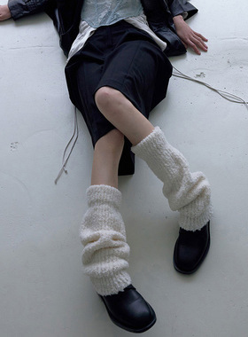韩国设计师同款羊毛混纺针织堆堆袜套JK辣妹穿搭亚文化毛线阔腿套