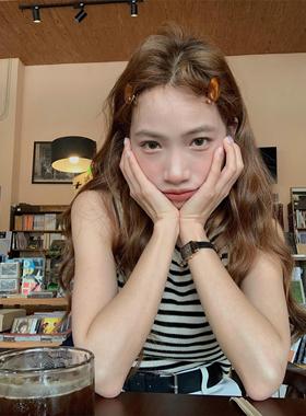 ONEGREEN韩风ins博主琥珀浏海碎发夹半透椭圆形fever同款覆古发饰