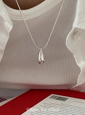 RetroSet简约设计925纯银水滴吊坠蛇骨炼项炼高级感气质日常通勤