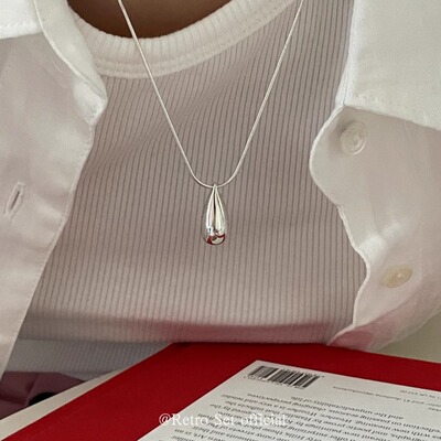 RetroSet简约设计水滴吊坠蛇骨炼项炼高级感气质日常通勤