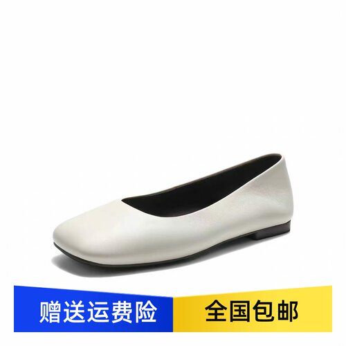 商场同款复古方头平跟单鞋女2026秋新舒适柔软薄底浅口单鞋BIT05