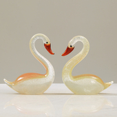 琉璃天鹅摆件水晶现代轻奢客厅样板间博古架酒柜乔迁装 饰结婚礼物