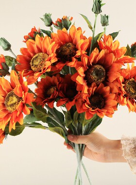 向日葵仿真花客厅太阳花复古绢花