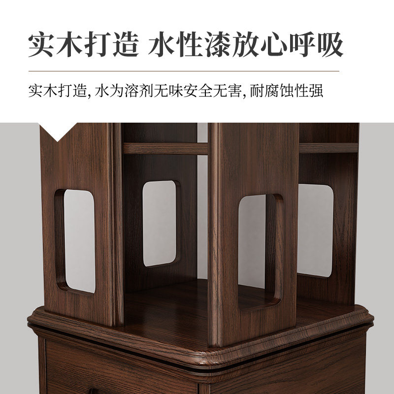 速发旋转书架60度书柜简易收纳桌面实木小书架客厅简约落地置物架