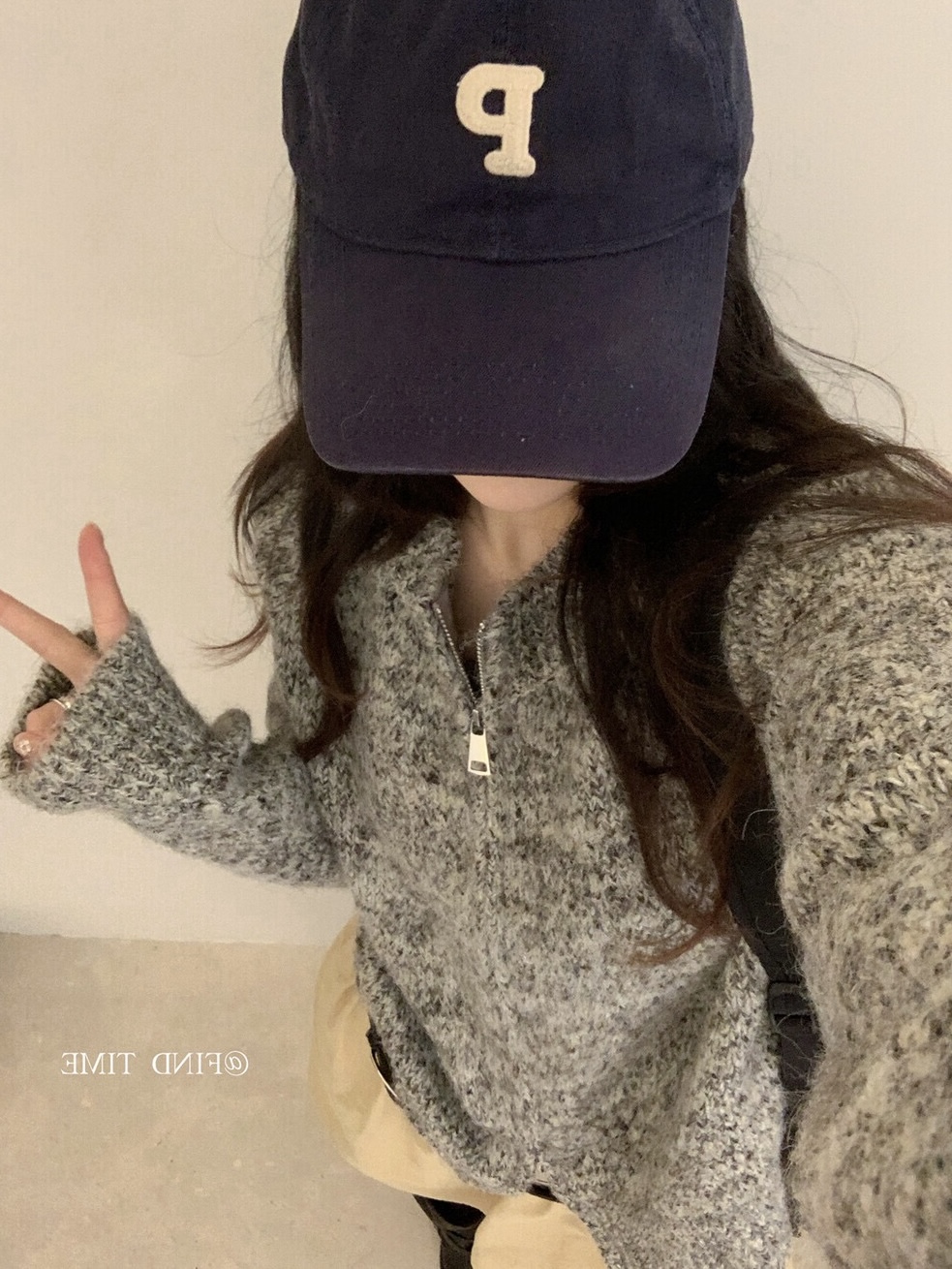 2025秋冬新款韩系复古花线个性保暖半高领双拉链开衫毛衣外套女