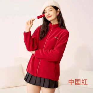 24浩扬3302女泰迪绒开衫秋冬外套3301男加绒保暖外穿拉链立领上衣